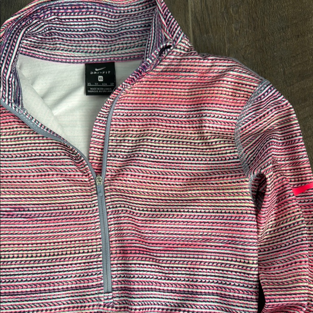 Nike Dri-FIT Pink and Purple Striped Pullover